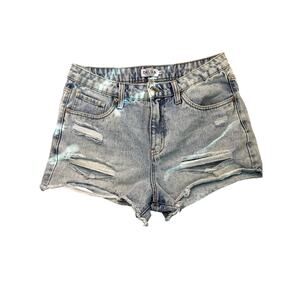 Refuge Denim Chelsea High Rise Destructed Cotton Blend Shorts Cutoff 90s Retro